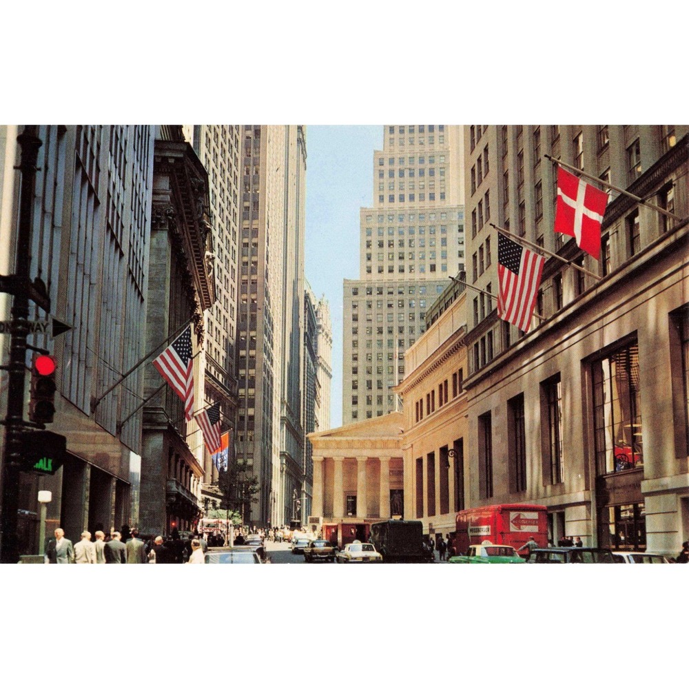 Vintage Financial District New York City Postcard Mike Roberts Mainzer 433